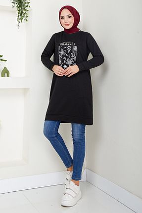 تونیک حجاب مشکی زنانه مخلوط پلی استر ModaMerve - کد 874825102