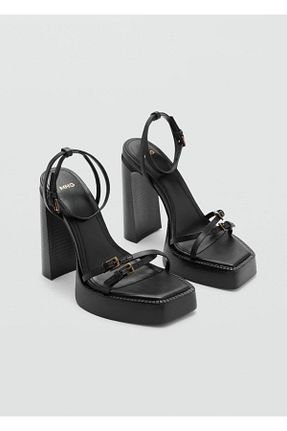 صندل مشکی زنانه پاشنه ضخیم MANGO - کد 843117692