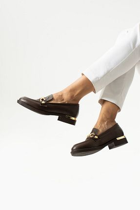 کفش لوفر قهوه ای زنانه چرم مصنوعی Güllü Shoes - کد 872922269