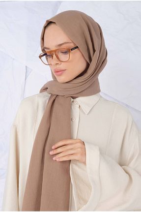 شال قهوه ای زنانه پنبه ای HEQA - کد 848484683