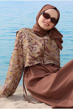 مایو حجاب قهوه ای زنانه HEQA - کد 850484165