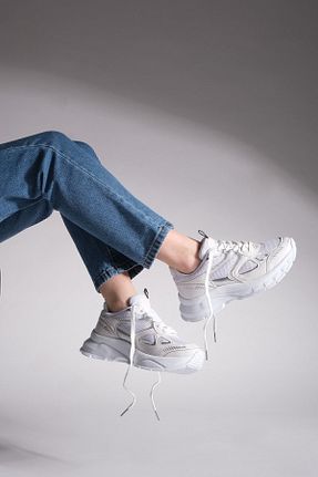 کفش اسنیکر سفید زنانه بند دار Marjin - کد 216343142