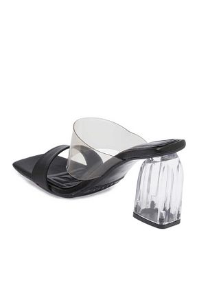 دمپائی مشکی زنانه چرم مصنوعی Tergan - کد 855478060