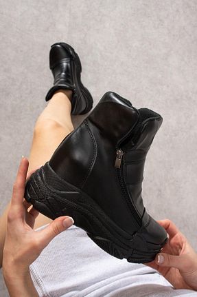 بوت / نیم بوت مشکی زنانه چرم مصنوعی Modanizm - کد 385164034