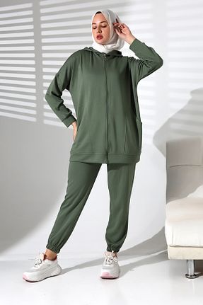 ست بالاتنه و پائین تنه حجاب خاکی زنانه رگولار Mihran Butik - کد 874966477