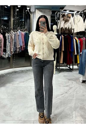 شلوار جین طوسی زنانه پاچه کوتاه missswans - کد 874981714