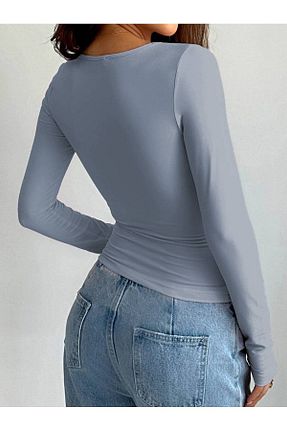 بلوز آبی زنانه ساده LADY HAZAL - کد 867663490
