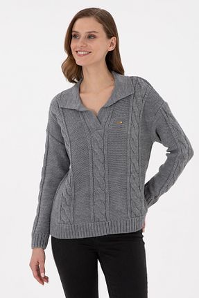 پلیور طوسی زنانه ساده U.S. Polo Assn. - کد 874998737