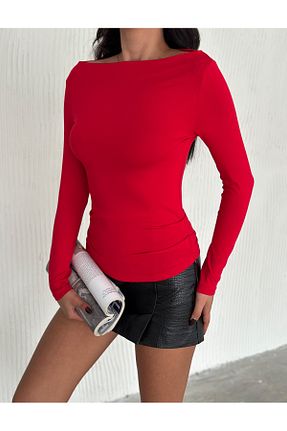 بلوز قرمز زنانه ساده fiolin - کد 874998298