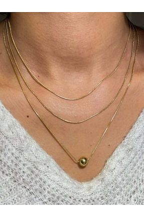گردنبند استیل ( فولاد ) طلائی زنانه استیل ضد زنگ Qielle - کد 875004750