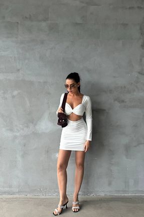 لباس سفید زنانه بافتنی Neşeli Butik - کد 875004175