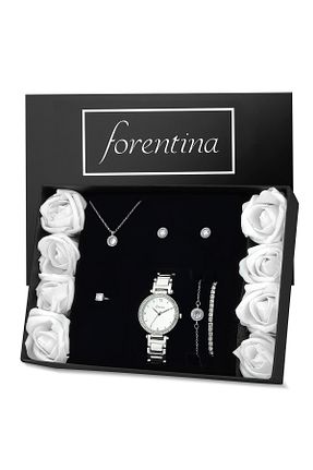 ست ساعت مچی طوسی زنانه فلزی Forentina - کد 875140621