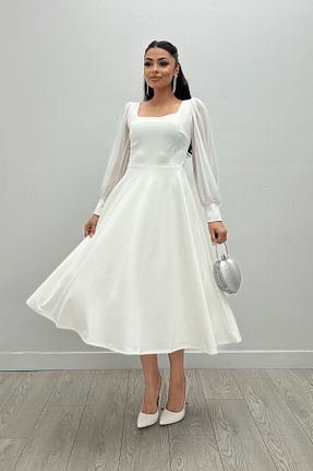 لباس مجلسی و فارغ التحصیلی سفید زنانه پلی استر giyimmasalı - کد 752665418