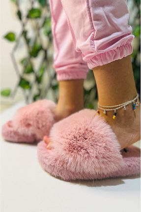 دمپائی خانگی صورتی زنانه مخملی olgun slipper - کد 866958917