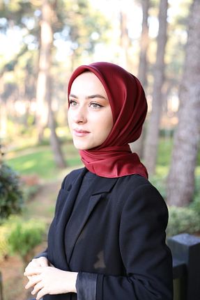 روسری زرشکی پلی استر Akel - کد 875163496