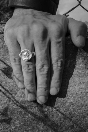 انگشتر جواهر مردانه روکش نقره کد 51685602