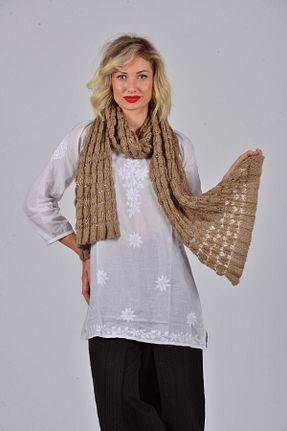 شال قهوه ای زنانه اکریلیک Gezgin tekstil ve aksesuar - کد 46929333