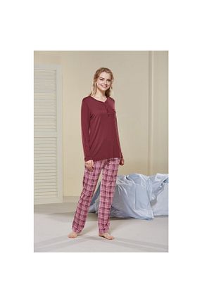 ست لباس راحتی صورتی زنانه ویسکون Pjs Pijama - کد 52106607