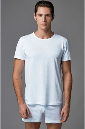 تی شرت سفید مردانه یقه گرد پنبه (نخی) 2