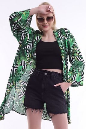 کیمونو و کافتان سبز زنانه ویسکون d dnz fashion - کد 94054839