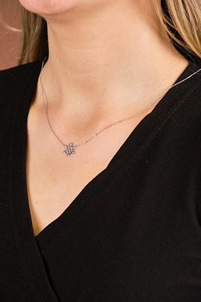 گردنبند طلا سفید زنانه 14 عیار Altınöz Mücevherat - کد 89659154