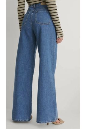 شلوار جین آبی زنانه پاچه گشاد فاق بلند بلند کد 132773464