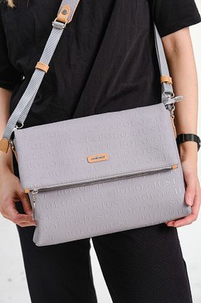 کیف دوشی طوسی زنانه چرم مصنوعی Just Polo - کد 132795323