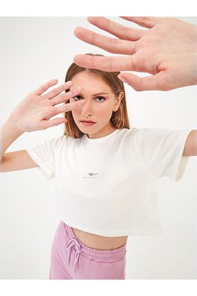 تیشرت نباتی زنانه کراپ WEWON STYLE - کد 132625524