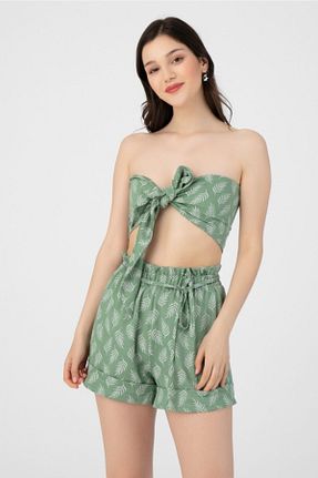 شلوارک و برمودا سبز زنانه رگولار BERFUĞ KIRAN - کد 134055606