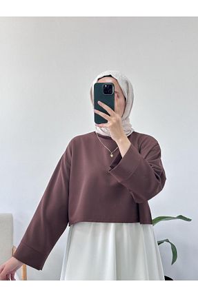 بلوز قهوه ای زنانه ساده CHUL - کد 873218207
