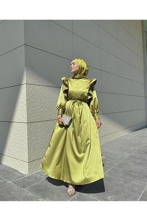 لباس مجلسی و فارغ التحصیلی سبز زنانه اورسایز CHUL - کد 873218126