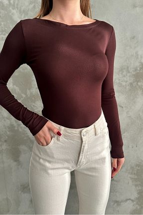 بلوز قهوه ای زنانه ساده macharel jeans - کد 873217373