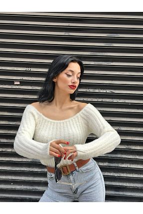 بلوز سفید زنانه ساده İKRAFASHİON - کد 884177477