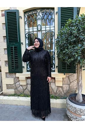 لباس مجلسی حجاب مشکی زنانه یقه دوچرخه Emsale - کد 800017098