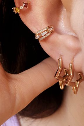 گوشواره جواهر طلائی زیرکن BUNNY - کد 41912220