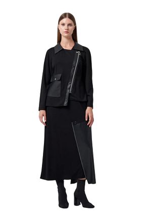 ست بالاتنه و پائین تنه حجاب مشکی زنانه رگولار MÜSEMMA - کد 873252821