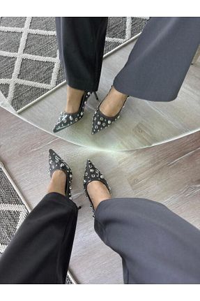 کفش استایلیتو طوسی پاشنه نازک BPSHOES - کد 873254706
