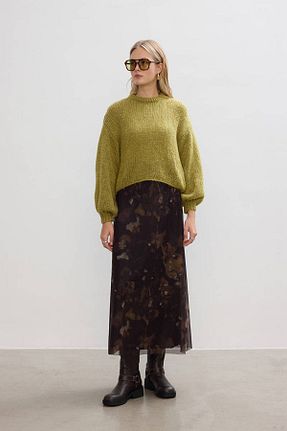 دامن خاکی زنانه پنبه ای BE BLUE - کد 873289975