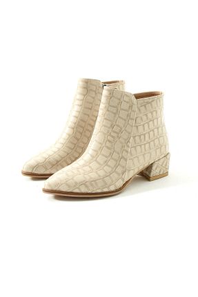 بوت / نیم بوت بژ زنانه چرم مصنوعی DUXAL SHOES - کد 873290514
