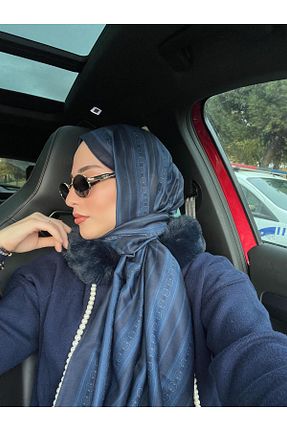 شال سرمه ای زنانه پنبه ای Lunora - کد 873281536