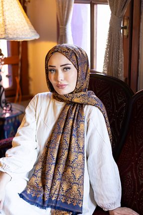 شال سرمه ای زنانه پنبه ای hkpolo - کد 873341348