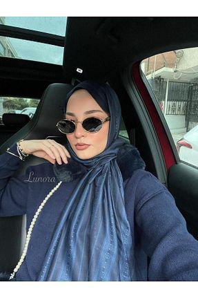 شال سرمه ای زنانه پنبه ای Lunora - کد 873281536