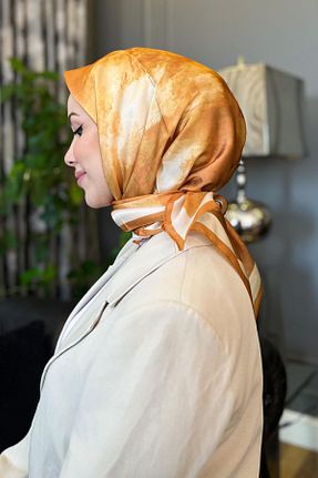 روسری نارنجی پلی استر Sultan - کد 840058231