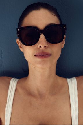 عینک آفتابی قهوه ای زنانه UV400 H&M - کد 873287629