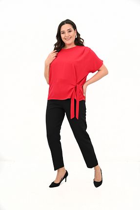 بلوز سایز بزرگ قرمز زنانه سایز بزرگ Koza Butik - کد 873289773