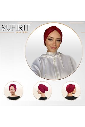 روسری زرشکی پلی استر Sufirit - کد 873283612
