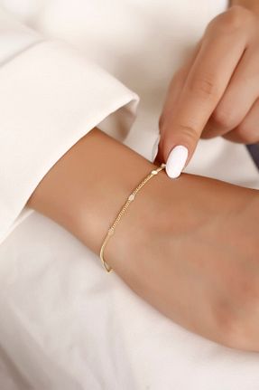 دستبند نقره طلائی زنانه 925 عیار SARIASLAN - کد 349880956