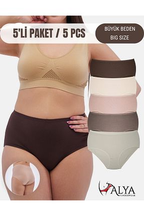 شورت سایز بزرگ قهوه ای زنانه فاق بلند ALYA UNDERWEAR - کد 871686719