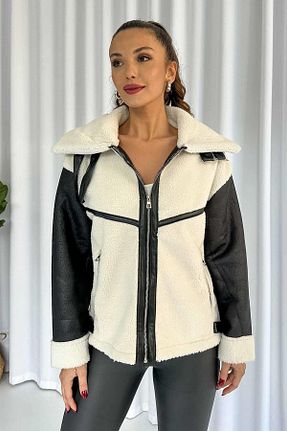 کاپشن سفید زنانه رگولار Mine Tan Butik - کد 873325853