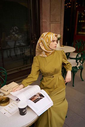لباس حجاب خاکی زنانه رگولار Tuğba - کد 873385531